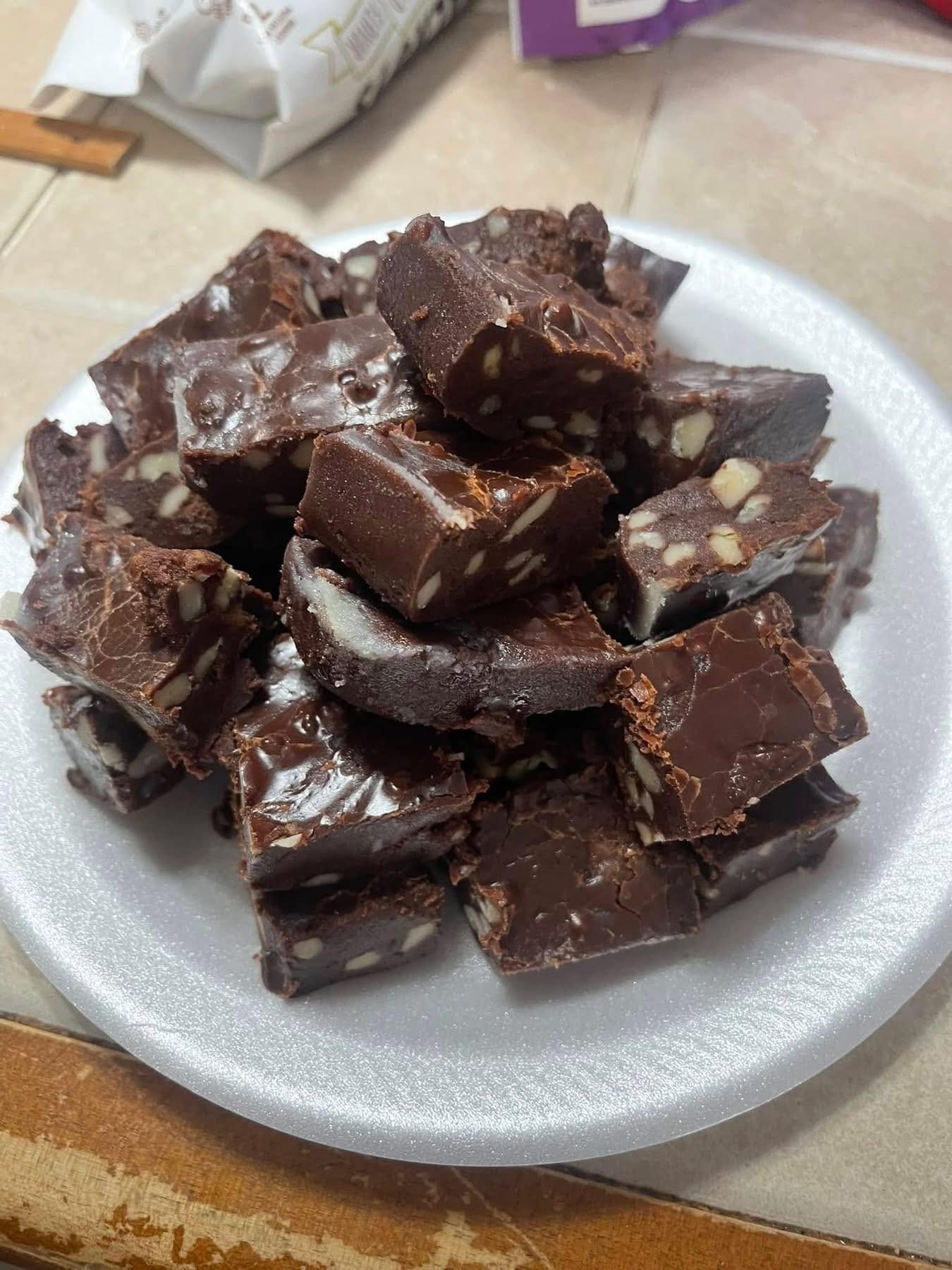 Old Fashioned Black Walnut Fudge in a Cast Iron Skillet